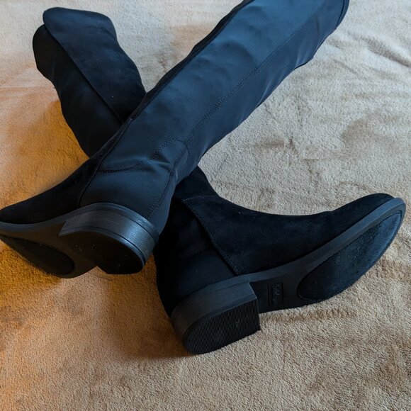 Rebel women's black textile / faux suede over the knee boot, size 6 - Picture 1 of 9